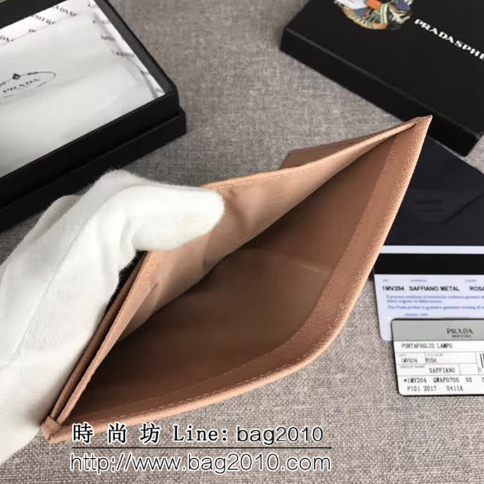 PRADA普拉達 經典爆款 頂級原單十字紋牛皮 女士短皮夾 1MV204 DD1405